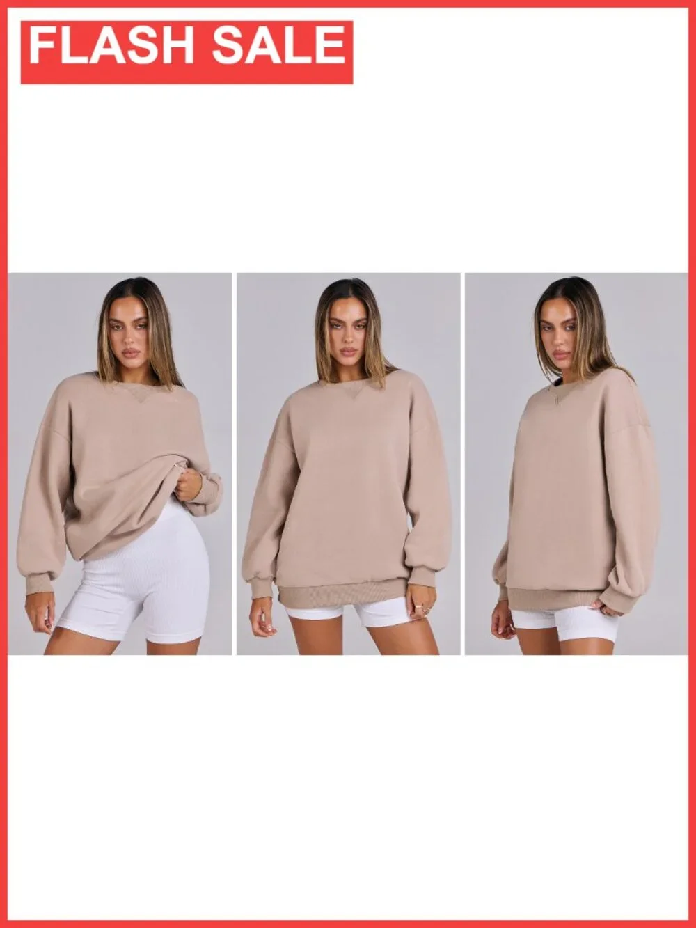 Oversized Crew Neck Fleece Sweatshirt Long Sleeve Pullover Casual